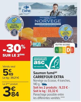 Carrefour Carrefour extra saumon fumé offre