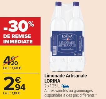 Carrefour Lorina limonade artisanale offre