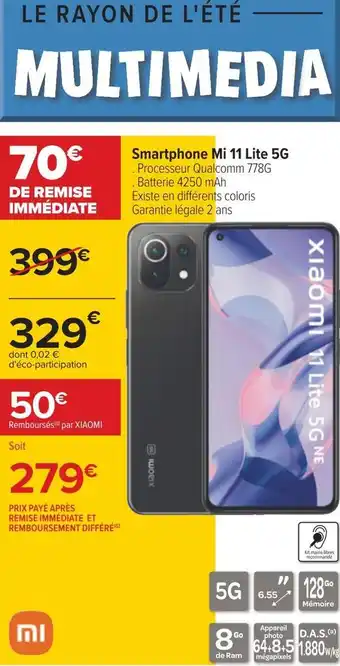 Carrefour Xiaomi smartphone 11 lite 5g offre