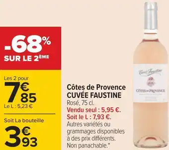 Carrefour Cuvée faustine côtes de provence offre