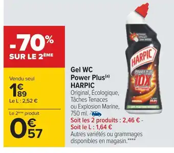 Carrefour Harpic gel wc power plus offre