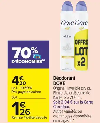 Carrefour Market Dove déodorant offre