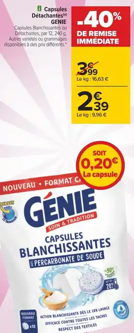 Carrefour Genie capsules détachantes offre