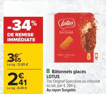 Carrefour Lotus bâtonnets glacés offre