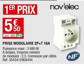 Brico Dépôt Prise Modulaire 2P+T 16A offre