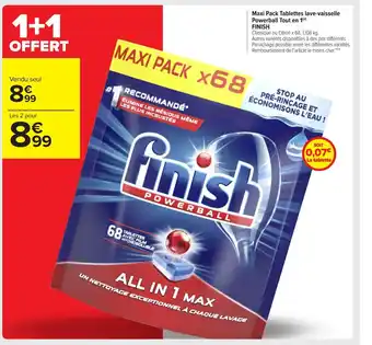 Carrefour Market Finish Maxi Pack Tablettes Lave-Vaisselle Powerball Tout En 1 offre