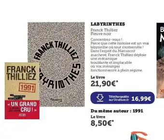 Hyper U Labyrinthes Franck Thilliez Fleuve Noir offre