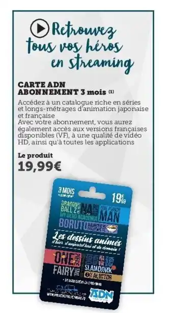 Carte Adn Abonnement 3 Mois