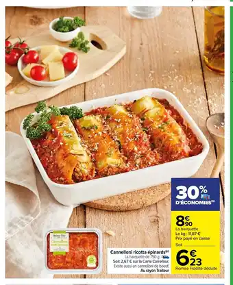 Carrefour Cannelloni Ricotta épinards offre