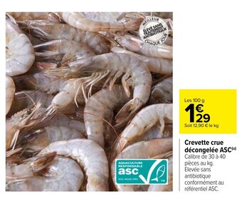Crevette Crue Décongelée ASC