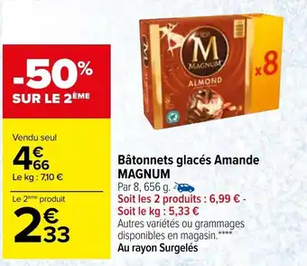 Carrefour Bâtonnets Glacés Amande MAGNUM offre