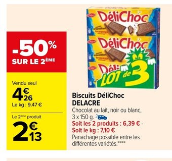 Carrefour Biscuits DéliChoc DELACRE offre