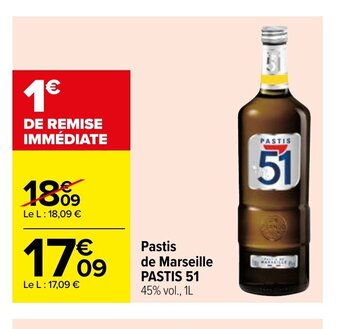 Carrefour Pastis De Marseille Pastis 51 offre