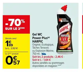 Carrefour Gel WC Power Plus Harpic offre