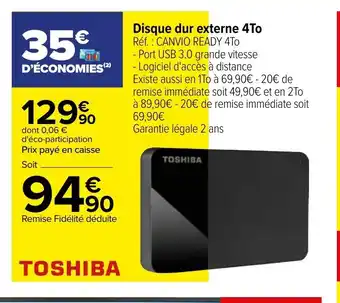 Carrefour Disque Dur Externe 4To offre