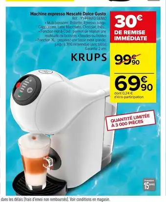 Carrefour Machine Expresso Nescafé Dolce Gusto offre