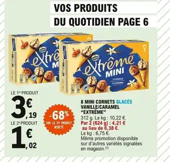 E.Leclerc Express 8 Mini Cornets Vanille/Caramel "Extréme" offre