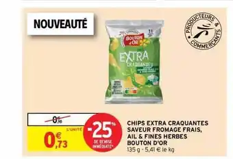 Intermarché Express Chips Extra Craquantes Saveur Fromage Frais, Ail & Fines Herbes Bouton D'or offre