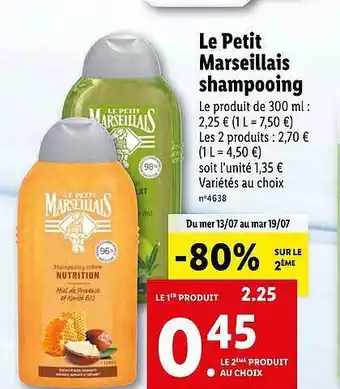 Lidl Le Petit Marseillais Shampooing offre