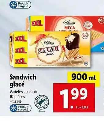 Lidl Sandwich Glacé Gelatelli offre