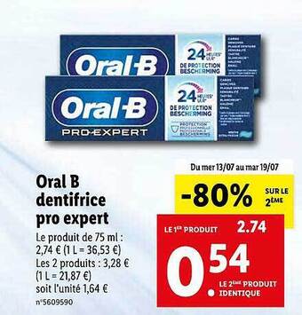 Lidl Oral B Dentifrice Pro Expert offre