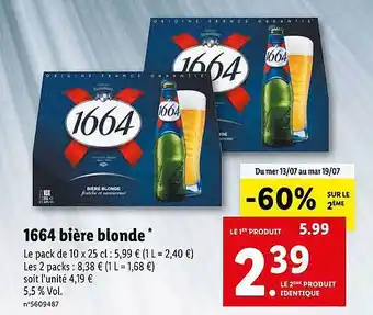 Lidl 1664 Bière Blonde offre