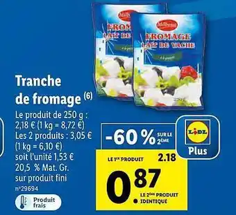 Lidl Tranche De Fromage Milbona offre