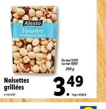 Lidl Noisettes Grillées Alesto offre