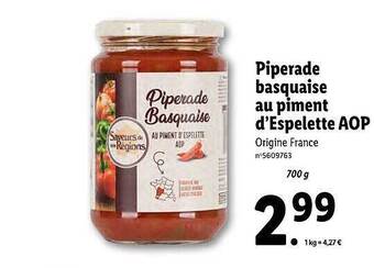 Lidl Piperade Basquaise Au Piment D'espelette Aop offre