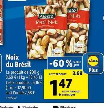 Lidl Noix Du Brésil Alesto offre