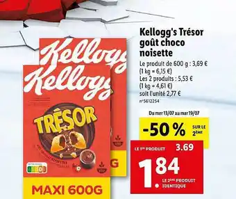 Lidl Kellogg's Trésor Goût Choco Noisette offre