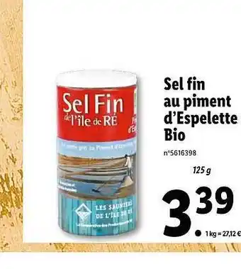 Lidl Sel Fin Au Piment D'espelette Bio offre