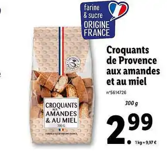 Lidl Croquants De Provence Aux Amandes Et Au Miel offre