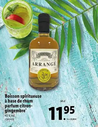 Lidl Boisson Spiritueuse à Base De Rhum Parfum Citron-gingembre offre