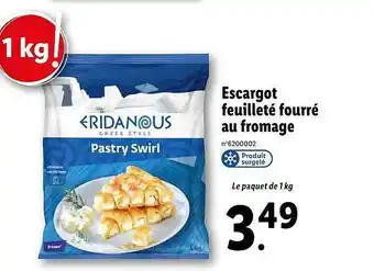 Lidl Escargot Feuilleté Fourré Au Fromage Eridanous offre