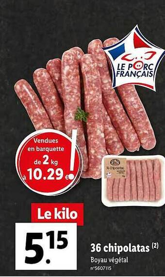 Lidl 36 Chipolatas offre