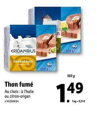 Lidl Thon Fumé Eridanous offre
