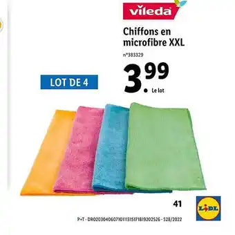 Lidl Chiffons En Microfibre Xxl Vileda offre