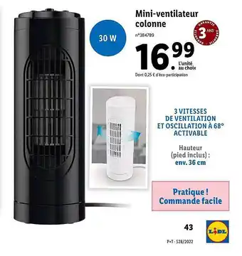 Lidl Mini-ventilateur Colonne offre