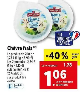 Lidl Chèvre Frais Chêne D'argent offre