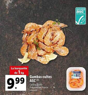 Lidl Gambas Cuites Asc offre