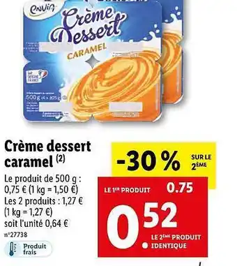 Lidl Crème Dessert Caramel Envia offre