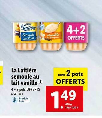 La Laitière Semoule Au Lait Vanille