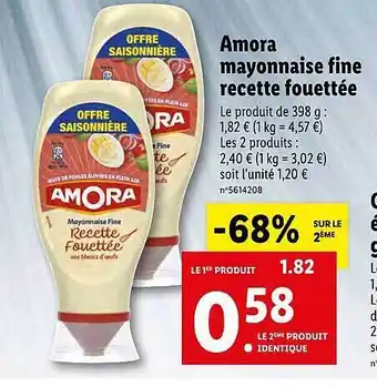 Lidl Amora Mayonnaise Fine Recette Fouettée offre