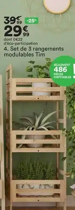 BUT Set De 3 Rangements Modulables Tim offre