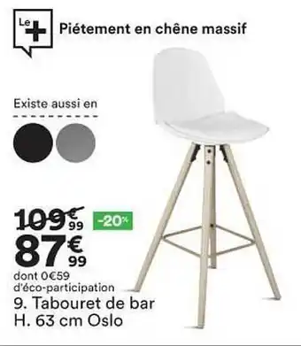 BUT Tabouret De Bar H. 63 Cm Oslo offre