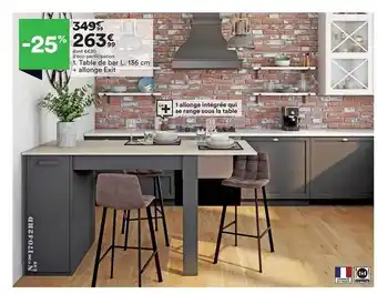 BUT Table De Bar L. 136 Cm + Allonge Exit offre