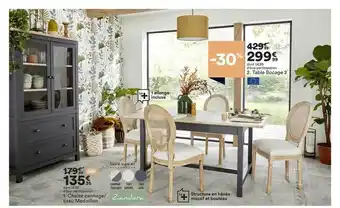 BUT Table Bocage 2, Chaise Cannage-tissu Médaillon offre