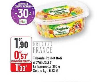 G20 Taboulé Poulet Rôti Bonduelle offre