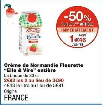 Monoprix Crème De Normandie Fleurette offre